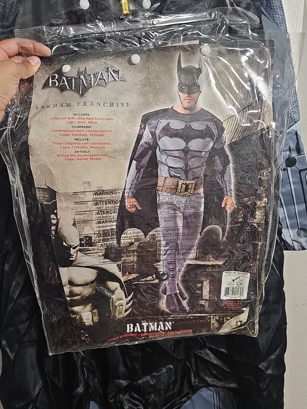 Batman ADULT MEN Costume - Black and Gray Superhero Jumpsuit